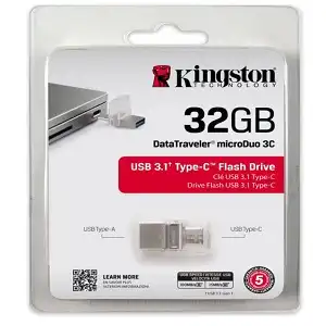 Kingston 32GB DataTraveler microDuo 3C USB 3.1 Flash Drive - Fast & Dual-Port