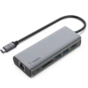 Belkin USB-C 6-in-1 Multiport Adapter with HDMI, Ethernet, USB-A & 100W PD