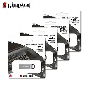 Kingston DataTraveler Kyson USB 3.2 (Gen 1) Type A Flash Drive - Silver - 200 MB/s Read Speed - 60 MB/s Write Speed