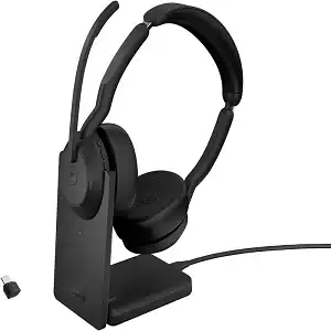 Jabra Evolve2 55 Stereo Wireless Headset with Charging Stand – UC or MS Teams Certified