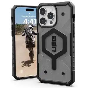UAG Pathfinder Ultimate iPhone 15 Pro Max Case: Clear Ash/Black - MagSafe Compatible