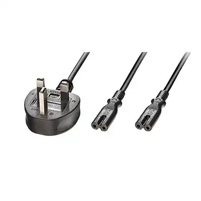 Lindy 2.5m UK 3 Pin Plug to 2 x IEC C7 Splitter Extension Cable