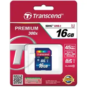 Transcend Premium 16GB SDHC Memory Card CLASS 10 UHS-I | Up to 45 MB/s | Ideal for Full HD Recording