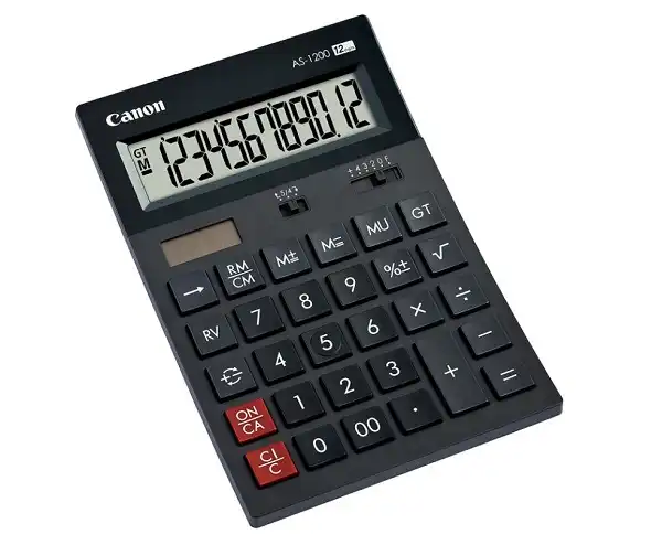 Canon AS-1200 Calculator Desktop Battery/Solar Mark-up 12 Digit 3 Memory Keys