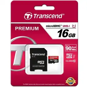 Transcend 16GB microSDXC/SDHC Class 10 UHS-I Memory Card with Adapter