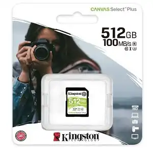 Kingston Canvas Select Plus 512 GB Class 10/UHS-I (U3) SDXC - 100 MB/s Read - 85 MB/s Write