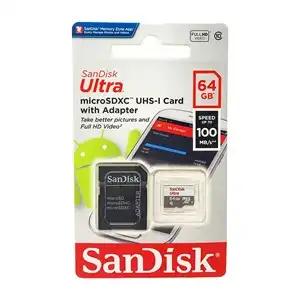 SanDisk Ultra 64GB microSDXC UHS-I 100MB/s Class 10 With SD Adapter Card Full HD Video