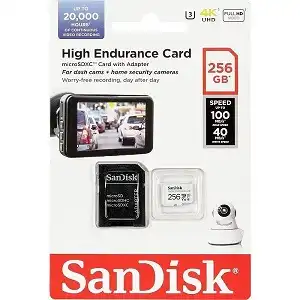 SanDisk High Endurance flash memory card 256GB - V30 microSDXC UHS-I Class 10
