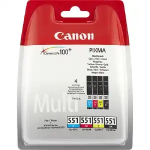 Canon CLI-551 Original Ink Cartridge Multipack (Black, Cyan, Magenta, Yellow) – Standard Yield