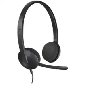 Logitech H340 USB Stereo Headset – Wired Over-the-Head Headphones with Mic | Black