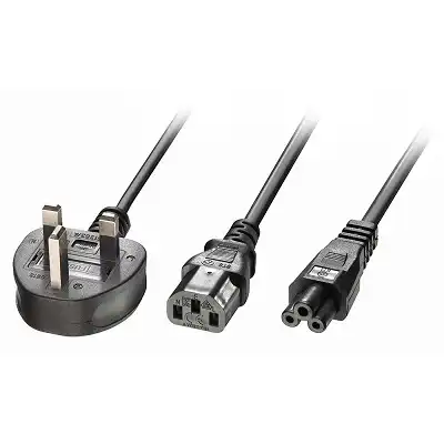 Lindy 2.5m UK 3 Pin Plug to IEC C13 & IEC C5 Splitter Extension Cable