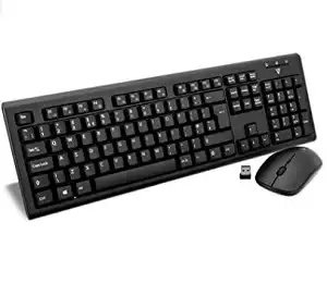 V7 Wireless Keyboard & Mouse Combo - UK Layout, USB RF, Black, Optical 1600 dpi, Spill-Resistant